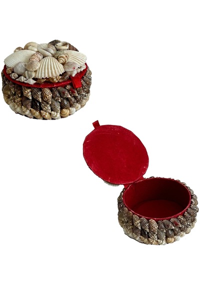 Deniz Kabuğu Kaplamalı Kutu 7x4cm - Mücevher Takı Kutusu