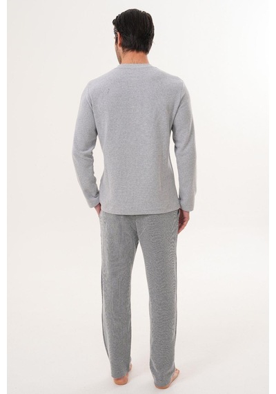 Mecit Pijama Mecit 2998 Gri Selanik Kumaş Kışlık Erkek Pijama Takımı Gri
