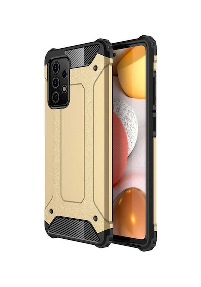 Noktaks - Samsung Galaxy Uyumlu A52 / A52s - Kılıf Çift Katman Zırh Tank Crash Military Kapak - Gold