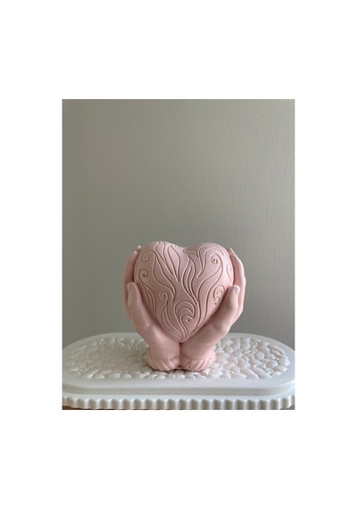 Kahverengi Pembe Beyaz Kalbim Seninle Aşkım Dekoratif Masa Süsü Pembe