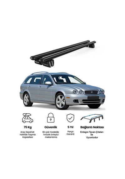 Pençe Jaguar X-type Sw 2004-2009 Uyumlu Siyah Ara Atkı Port Bagaj Tavan Barı