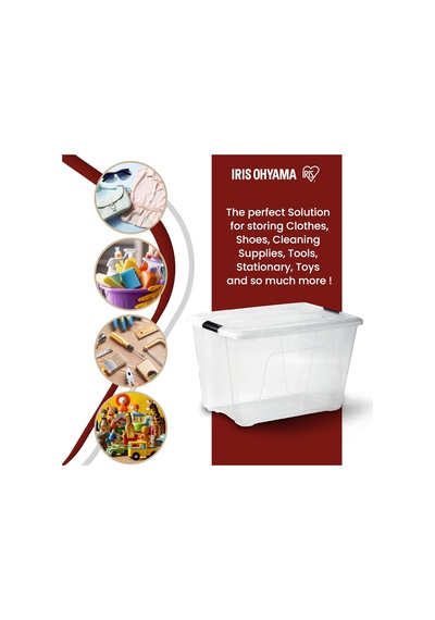 Kapaklı Saklama Kutuları, 60l, 4'lü Set, Şeffaf, Güvenli Tokalar, İstiflenebilir, Çekme Kulpları, Yatak Odası, Dolap, Ofis, Organizasyon İçin, Bpa İçermeyen Plastik, Giysi Çantası, Ntb-60 Çok Renkli