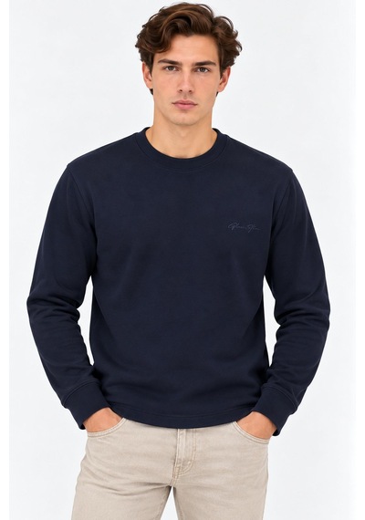 Glow Star Bisiklet Yaka Slim Fit Erkek Sweatshirt - 7777 Lacivert