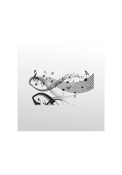 Folyo Sticker Müzik Notaları 60cm Uzunluk Siyah