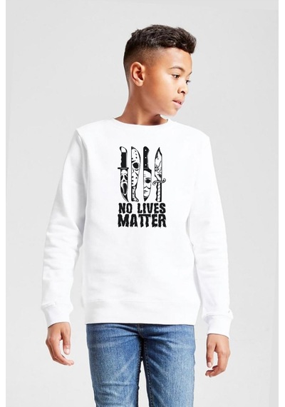 Tshirthane Horror Knifes No Live Matter Beyaz Çocuk 2ip Sweatshirt 001 Beyaz