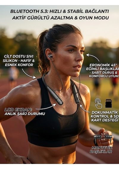 Ekranlı Ve Sd Kart Destekli Bluetooth 5.3 Boyun Bantlı Kulaklık Mh-hs6717-0797