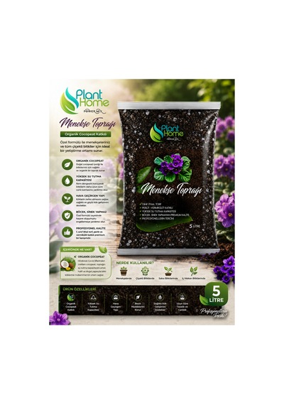Menekşe Toprağı 5 Litre Organik Cocopeat Katkılı Profesyonel Menekşe Ve Çiçek Toprağı Diğer