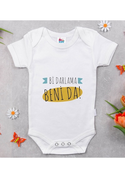 Bk Kids Darlama Beni Tasarımlı Beyaz Bebek Body Zıbın-1 Çok Renkli
