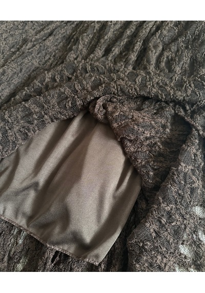 Intive Lingerie Intive Moda Ağır Güpür Dantelli Asimetrik Kesim Astarlı Kemerli Midi Boy Etek-uzak Şehir Kahverengi