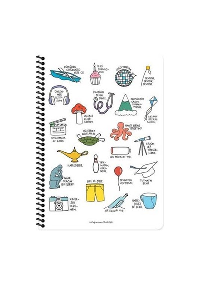Hisli Şeyler A4 Spiralli Defter 80 Yaprak Kareli Mavi Kapak 21x29.7 Cm Boyutunda Çok Renkli