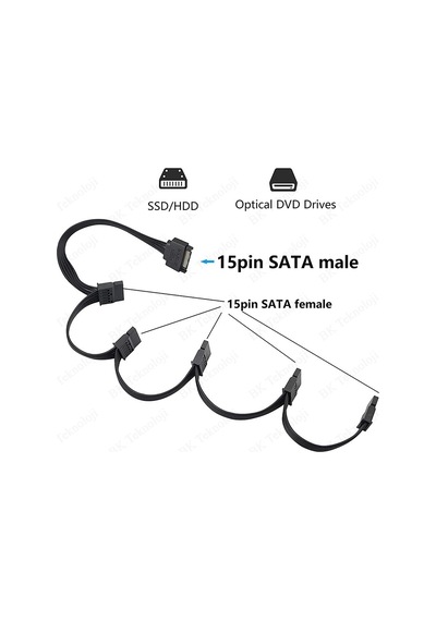 HDD/SSD için Sata Erkek to 5 Bağlantı Noktalı 15Pin SATA Güç
