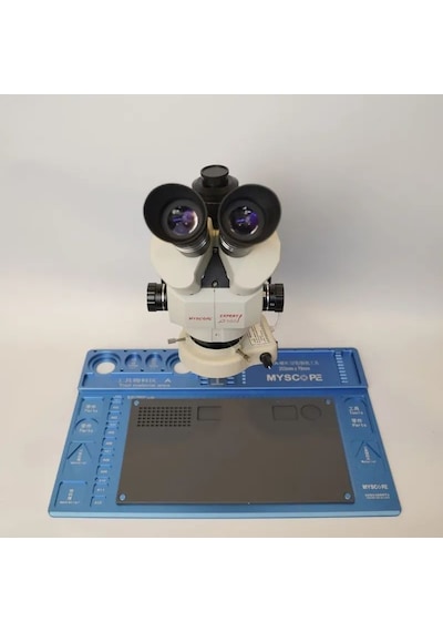 Myscope Td-7s Kamera Yuvalı Profesyonel Trioküler Beyaz Kafa Tamir Mikroskobu Geniş Mavi Çalışma Tablası My-7s