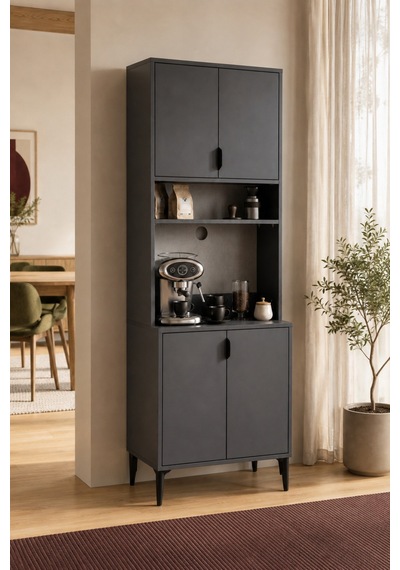 Goodnight Home Armon Mini 4 Kapaklı Kahve Köşesi Stüdyo Mutfak 64x190x44 Cm Antrasit Modern Tasarım Siyah - 914345286 Siyah Goodnight Home Armon Mini 4 Kapaklı Kahve Köşesi Stüdyo Mutfak 64x190x44 Cm Antrasit Modern Tasarım Siyah - 914345286 Siyah