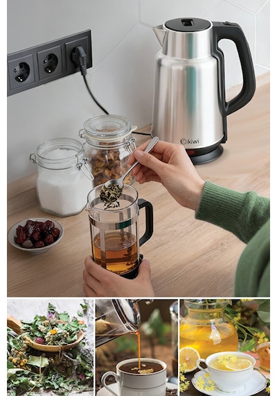 Kiwi KK-3334 2.2 L Paslanmaz Çelik 360° Kablosuz Gizli Rezistans Su Isıtıcı