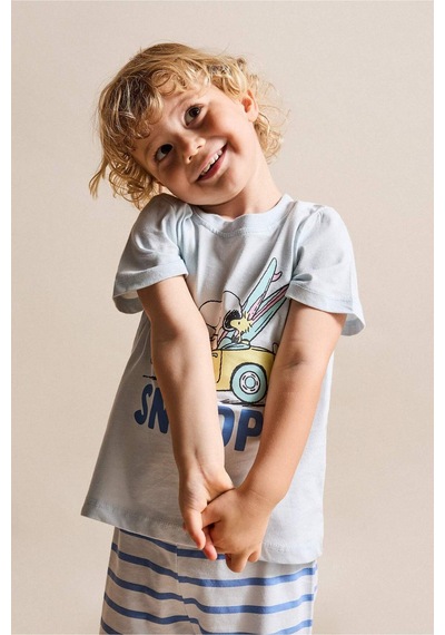 Defacto Snoopy Desenli 2li Pijama Takımı Erkek Bebek H3501a526smbe61 Mavi-be61