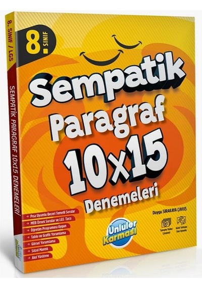 Ünlüler 8. Sınıf Sempatik Paragraf 10x15 Deneme Ünlüler Yayınları