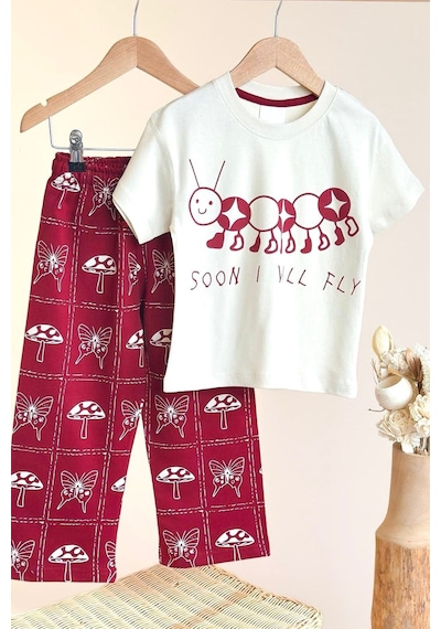 Monila Kız Çocuk Pamuklu Tırtıl Baskılı T-shirt Ve Bordo Baskılı Eşofman Alt Üst Takım Ekru/bordo Monila Kız Çocuk Pamuklu Tırtıl Baskılı T-shirt Ve Bordo Baskılı Eşofman Alt Üst Takım Ekru/bordo