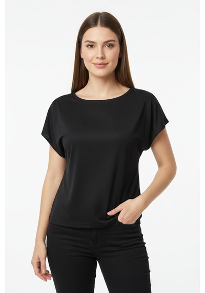 Fit Women Kayık Yaka Yarasa Kollu Bluz 4452 Siyah