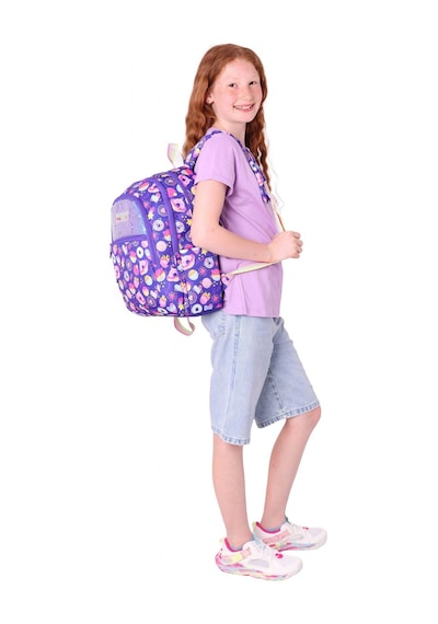 Kaukko Kids Kız Çocuk Mor - Pullu Şekerleme Desenli Dört Gözlü Okul Sırt Çantası - L5216 Mor