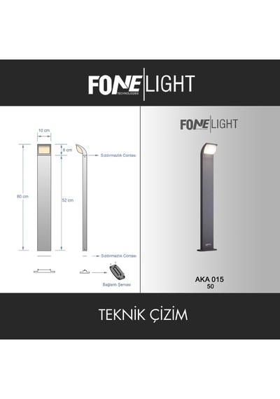 Fonelight Naja 80 Cm Led Bahçe Bollard Aydınlatma Direği Antrasit Alüminyum Ip65 Peyzaj Yürüyüş Yolu Aydınlatması 9w 3000k