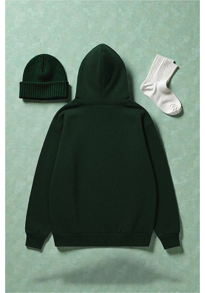 Uyguntarz Unisex Eternal Light Baskılı Oversize Sweatshirt Yeşil