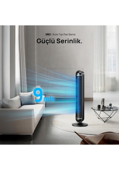 Dreo Cruiser Tf611s Sessiz Kule Tipi Vantilatör Wifi Kumandalı 9 Hızlı Siyah