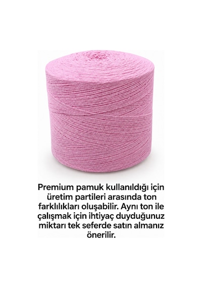 1 Kg Pamuklu El Örgü İpi Runner İpi- Amigurumi Koton İp Punch İpi Motif Şeker Pembe Renk
