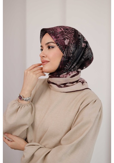 Mimiyum İz Desen Soft Eşarp Gül Kurusu