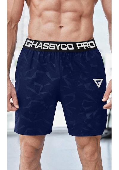 Ghassy Co. Erkek Runnig Pro Elastik Bel Nefes Alabilen Koşu Fitness Spor Şortu 001 Lacivert