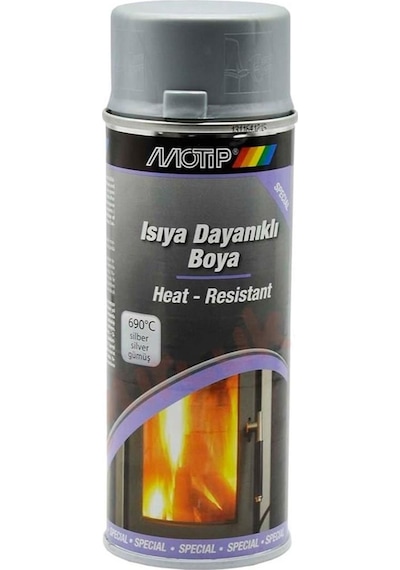 Motip Isıya Dayanıklı Sprey Boya MAT GÜMÜŞ 400 ml