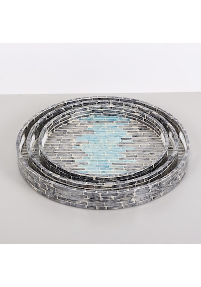 Pure Sedef 30 X3,5 Cm. Black/blue Sedefli Mozaik Tepsi Mix