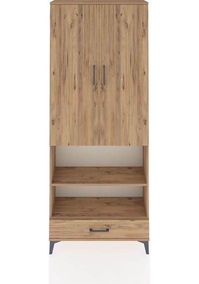Arges Dolap 4 Raflı Tek Çekmeceli Tek Askılı 88x30x221 Çam-çam Çam