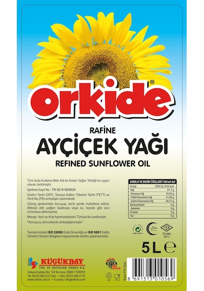 ORKİDE AYÇİÇEKYAĞI 5 LT PET ŞİŞE