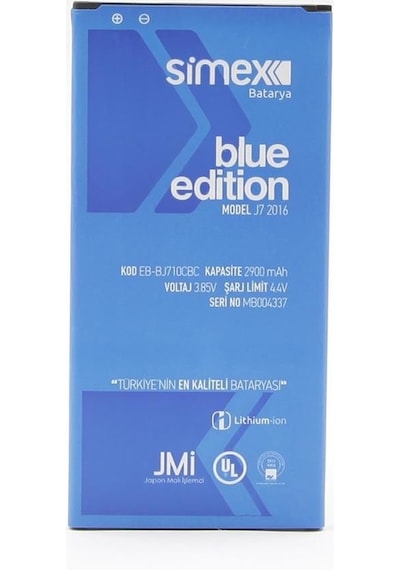 Simex Galaxy J7 2016 İle Uyumlu Eb-bj710cbc Sbt-03 Batarya Blue Edition