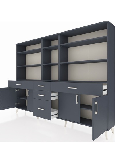 Arges Dolap 11 Raflı 5 Çekmeceli 4 Kapaklı 220x30x163 Antrasit-antrasit Antrasit - Antrasit Arges Dolap 11 Raflı 5 Çekmeceli 4 Kapaklı 220x30x163 Antrasit-antrasit Antrasit - Antrasit