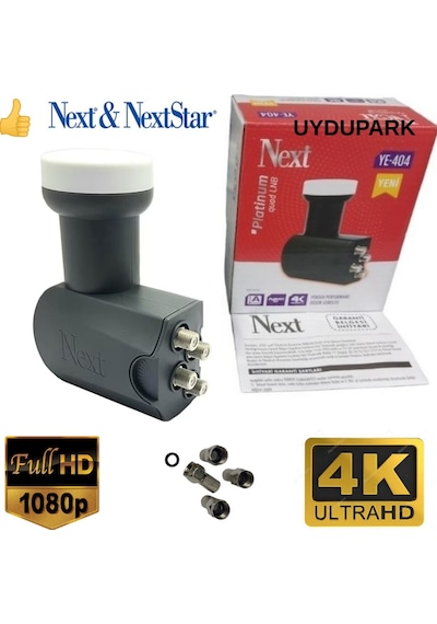 Next YE-404 QUAD Platinum Dörtlü LNB + Contalı Konnektör 4 Adet