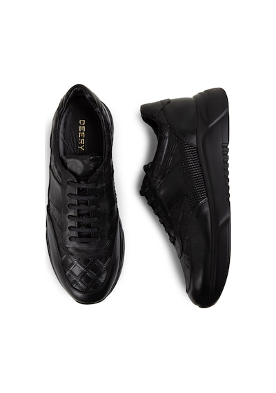 Deery Hakiki Deri Siyah Erkek Sneaker Ayakkabı - 01963Msyhe03 Siyah