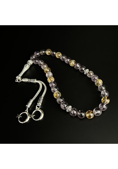 Ametrin Ametist-sitrin 8mm 33lük Doğal Taş Tesbih