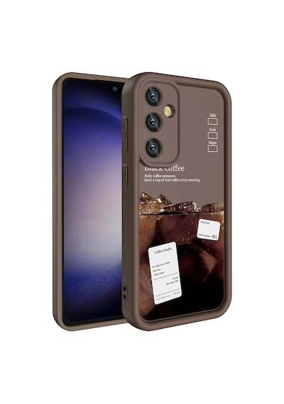 Galaxy Uyumlu S23 Fe Kılıf Kamera Korumalı Baskılı Arka Yüzey Klas Kapak - Açık Kah Açık Kahve Açık Kahve