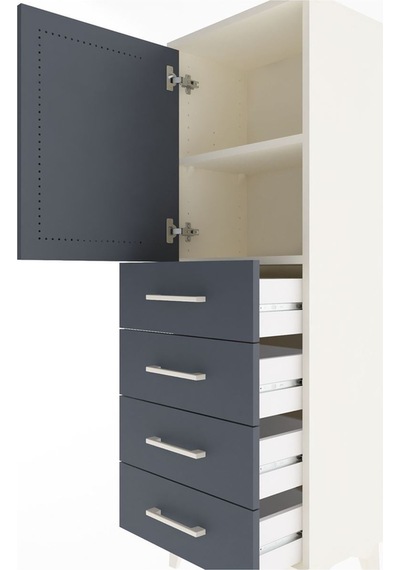 Arges Dolap 2 Raflı 4 Çekmeceli Tek Kapaklı 44x30x134 Aytaşı-antrasit Aytası