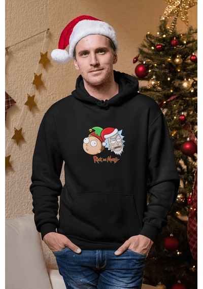 Rick And Morty Yeni Yıl Kapşonlu Sweatshirt 001