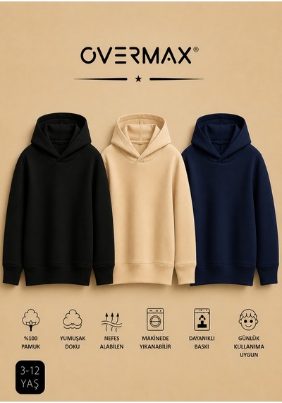 Overmax Çocuk 3'lü Sweatshirt Takımı 3-12 Yaş Siyah-bej-lacivert - 917542430 Siyah-bej-lacivert Overmax Çocuk 3'lü Sweatshirt Takımı 3-12 Yaş Siyah-bej-lacivert - 917542430 Siyah-bej-lacivert