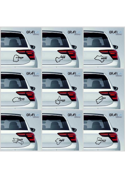 Harita Yarış Pisti Görünüm Sticker 2'Li Paket - 81 Il Parlak Siyah