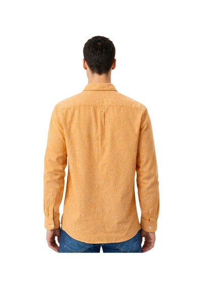Arma Ar-ma Erkek Keten Gömlek Baskisiz Basic Düğme Kapamali Cepsiz Uzun Kollu Gömlek Dokuma Kumaş Regular Fit %60 Pamuk %40 Keten Y31485118102 Turuncu-t1