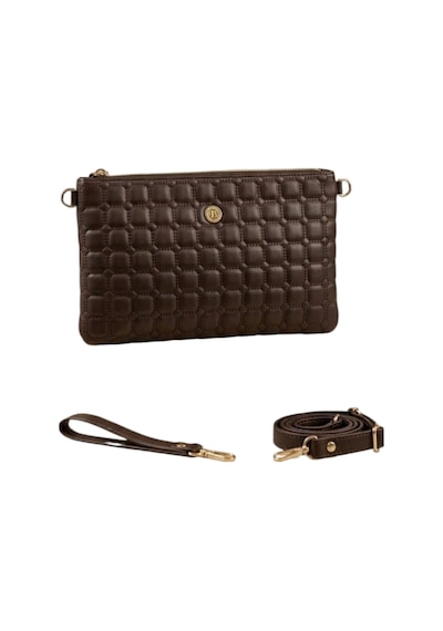 Wikidays.s Moda Trendi Kare Kapitone Desenli Kadın El Ve Omuz Çantası Portföy Clutch Orta Boy Kahverengi