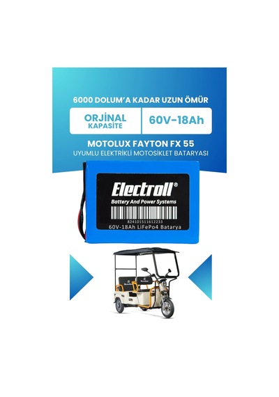 Motolux Fayton Fx 55 Batarya Standart Kapasite Lifepo4 60v 18ah Elektrikli Motosiklet Bataryası