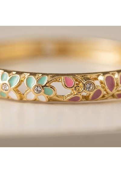 Pembe Turkuaz Mineli Zirkon Taşlı Gold Kelepçe Lüks İtalyan Model Bilezik Diğer