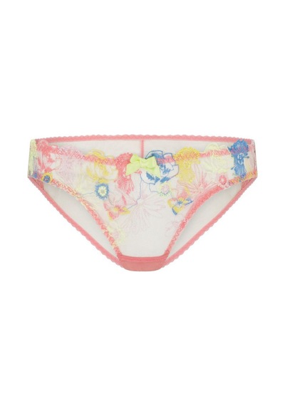 Agent Provocateur Zuri Full Brief Pembe Dantel Nakışlı Tül Slip, Elastik Saten Bel, Feminen Glamour Çok Renkli