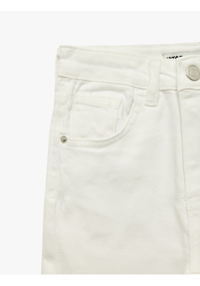 Koton Normal Bel Pamuklu Straight Jean Pantolon Beyaz 6skb40015td