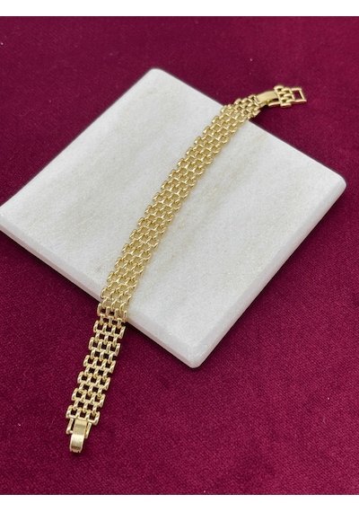 14 K Renginde Hasır Örgü Model Gold Bileklik Gold